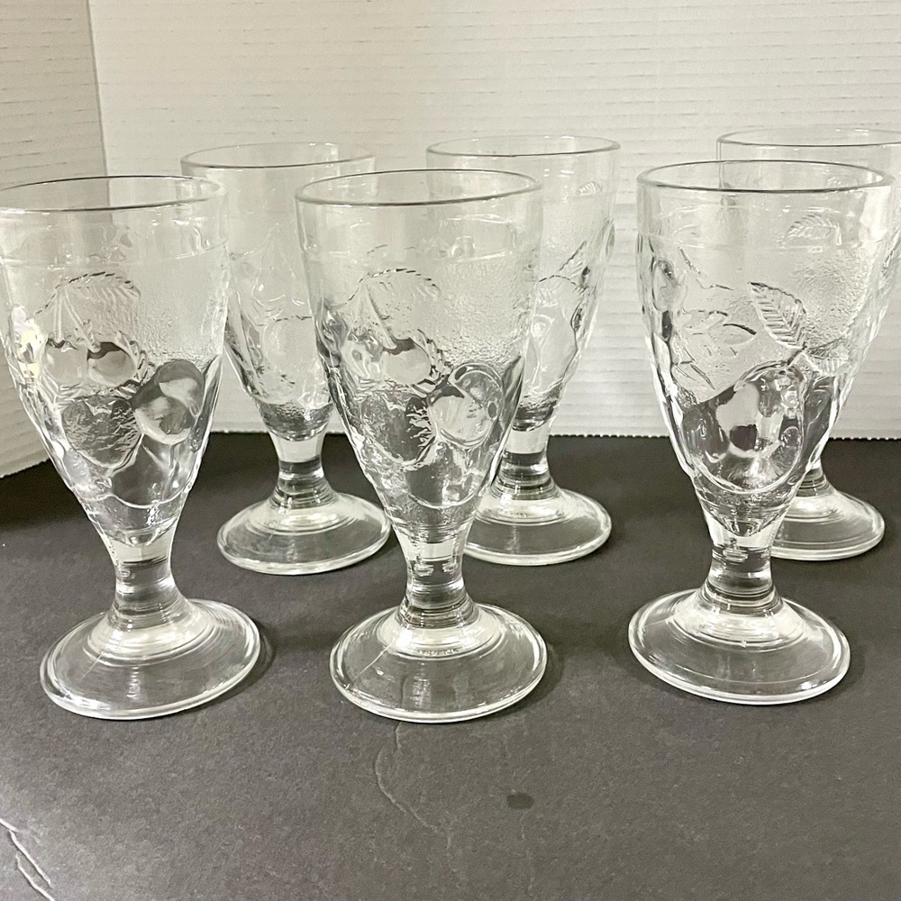 Vintage Cristal D'Arques Gourmande Embossed Fruit Water Goblets Made in France